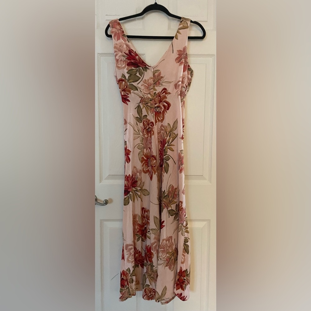 Paper Heart Floral Pink Maxi Skirt with Red Bloom Print Medium - Picture 4 of 4